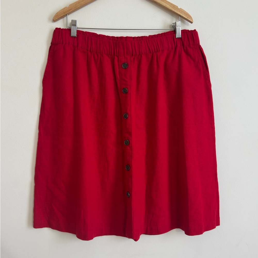 Liz Claiborne || woman’s Vibrant linen blend  Red A-Line Skirt size large